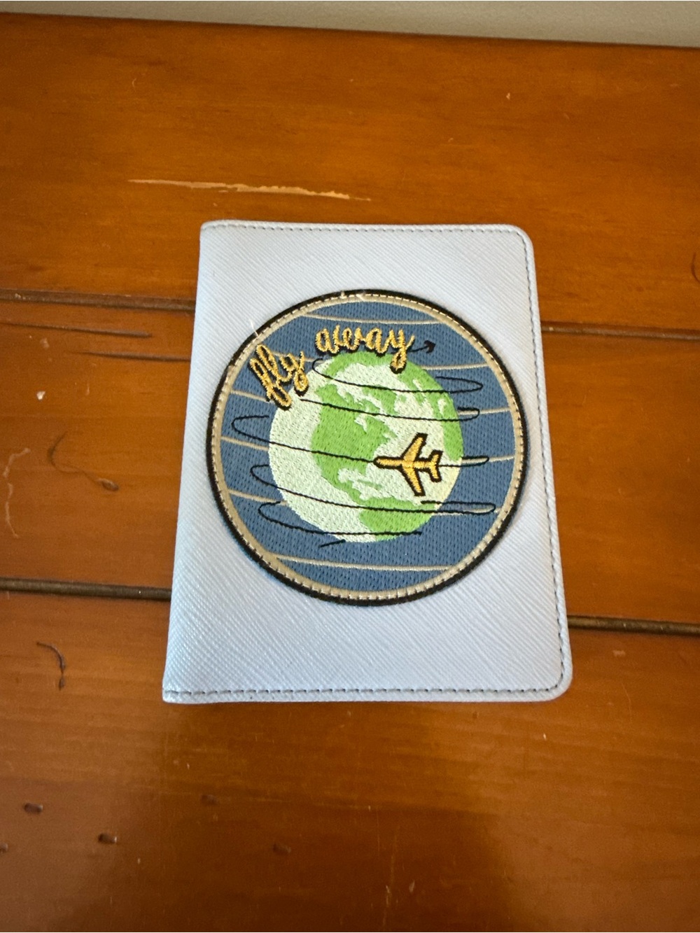Stoney Clover Lane Light Blue Passport Holder with Green Globe Patch